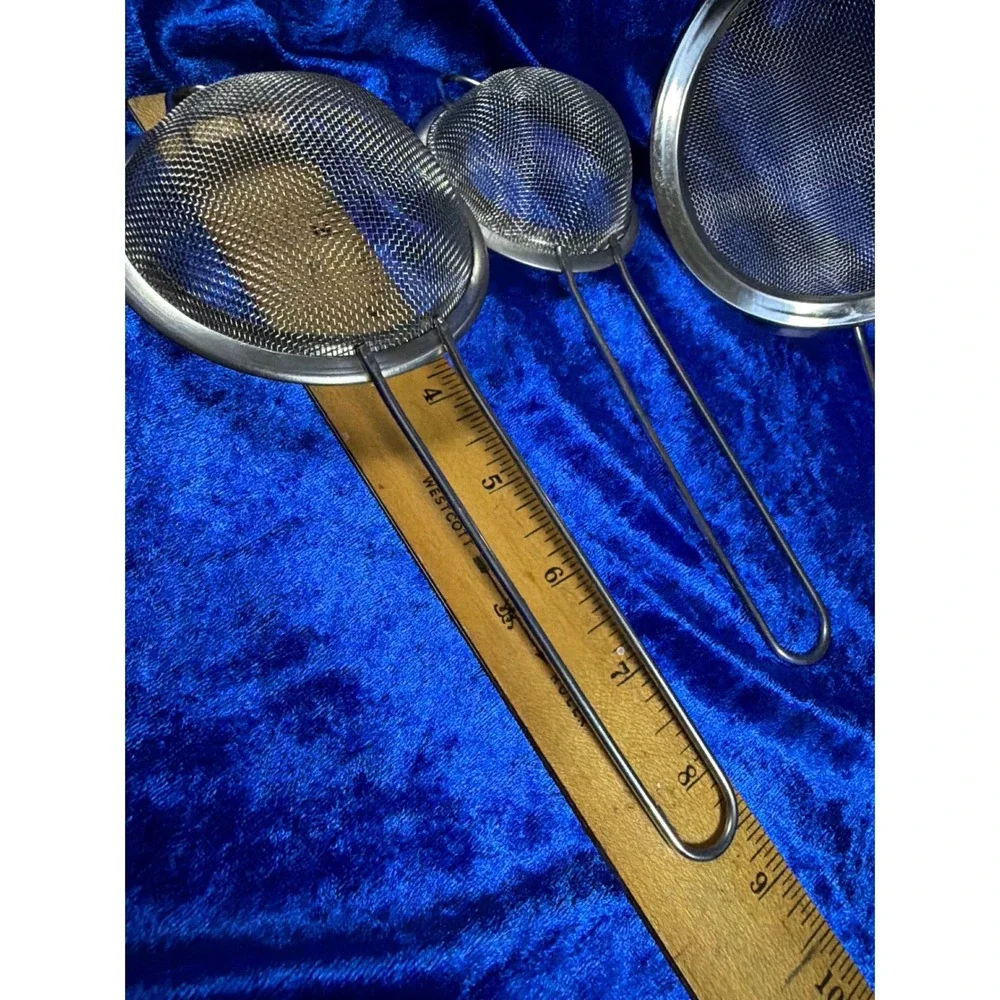 Nesting Mesh Strainer Set 3pc Silver Stainless Steel Kitchen Essentials VeryNice